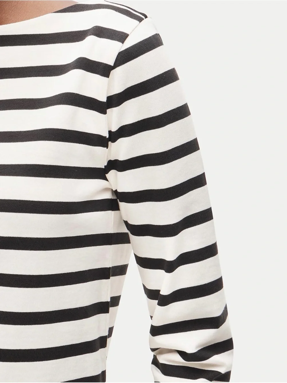 J. Crew Navy and White Striped Heavyweight Cotton Boatneck Top